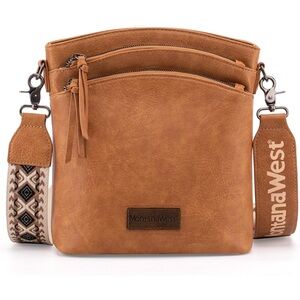 Montana West Tan Messenger Bag with Patterned Strap